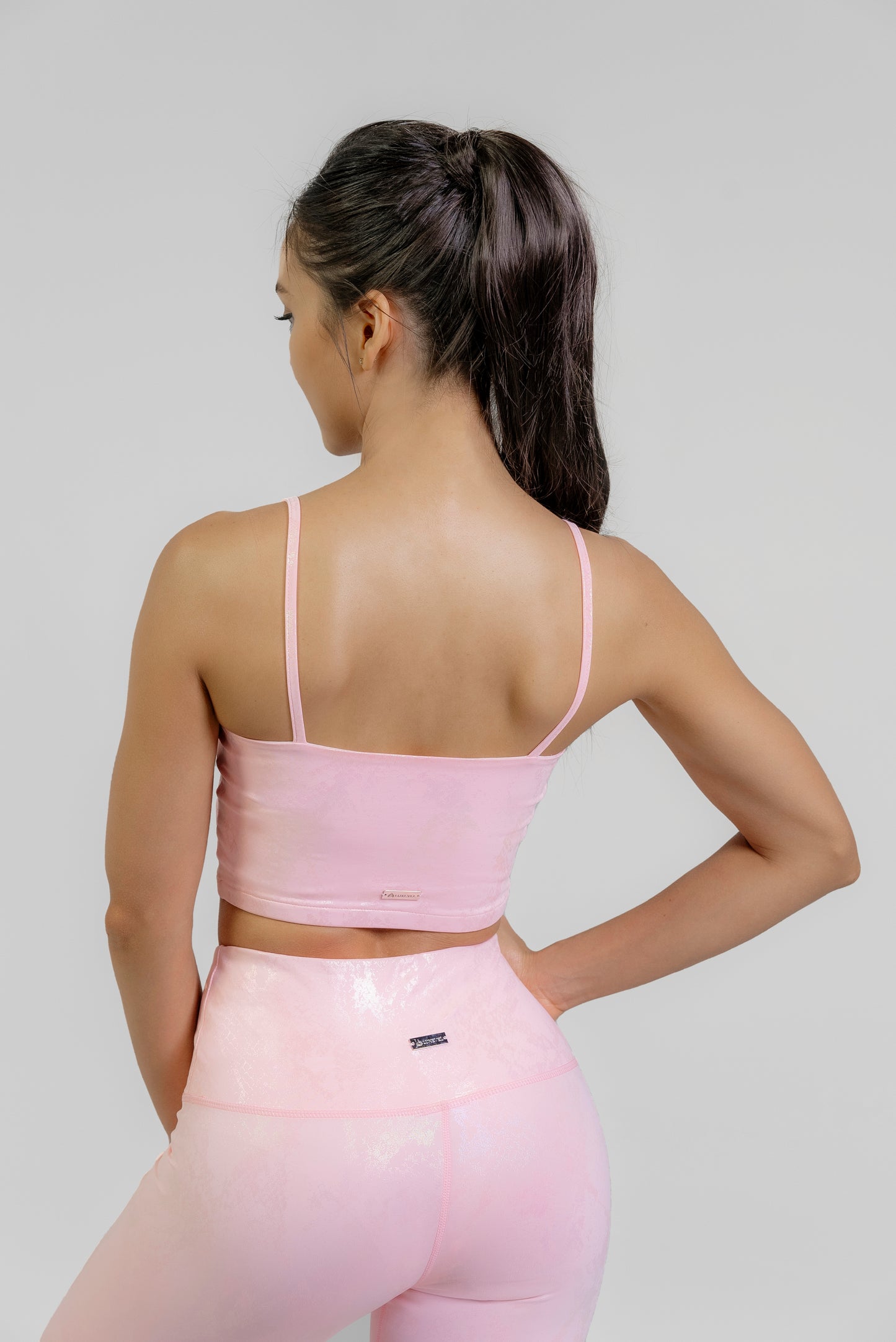 ULTRA RADIANT METALLIC SNAKE PRINT PINK SPORTS BRA