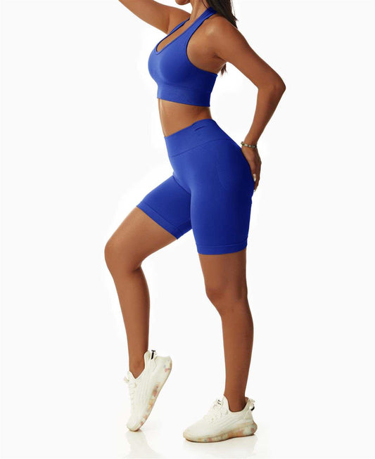 Focused Radiant High Wasited Blue Seamless Shorts