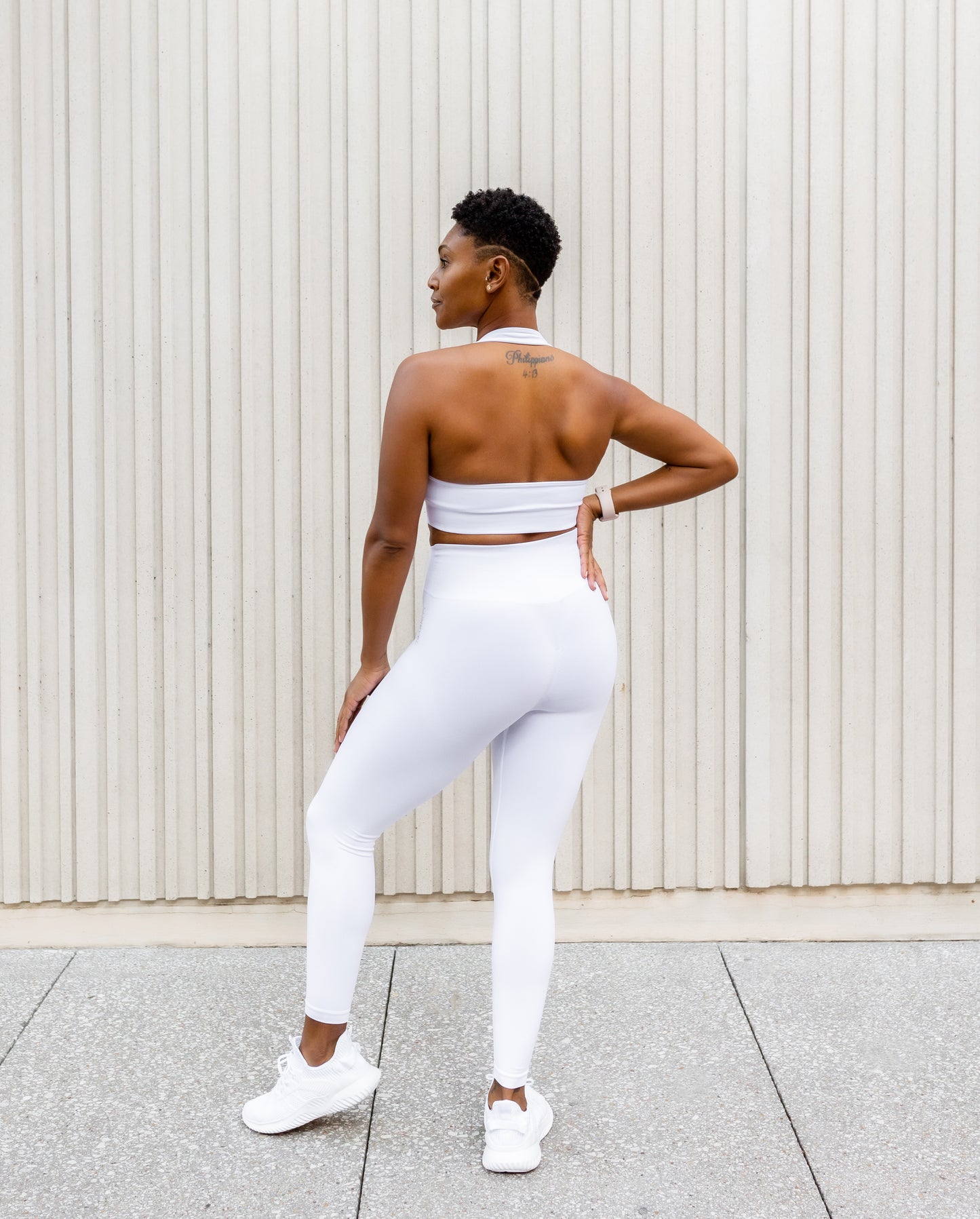 Feel Good Radiant Seamless White Halter Top Sports Bra